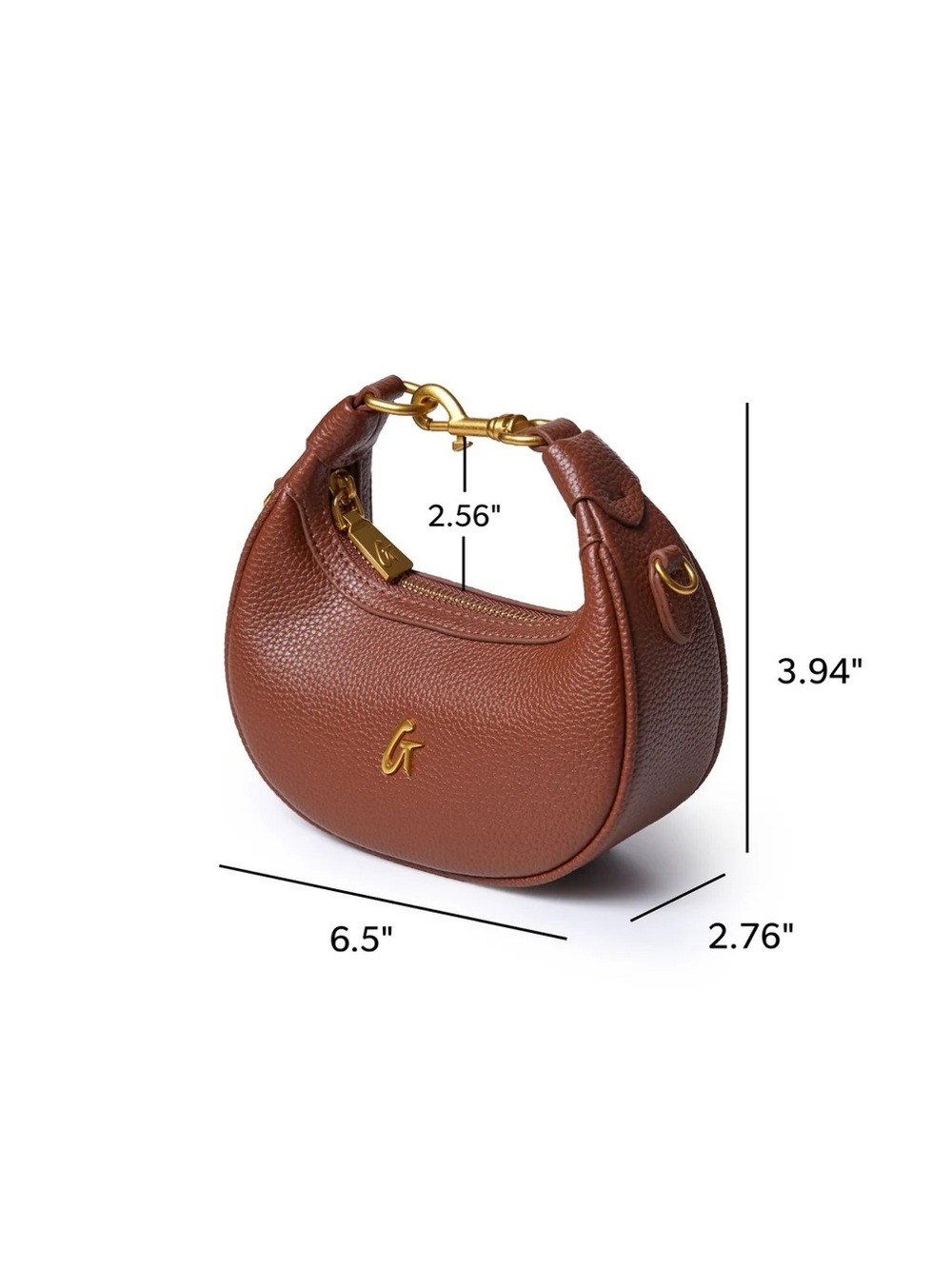 Glam-Aholic Brown Pebbled Leather NANO PEBBLE HOBO BAG - Picture 2 of 5